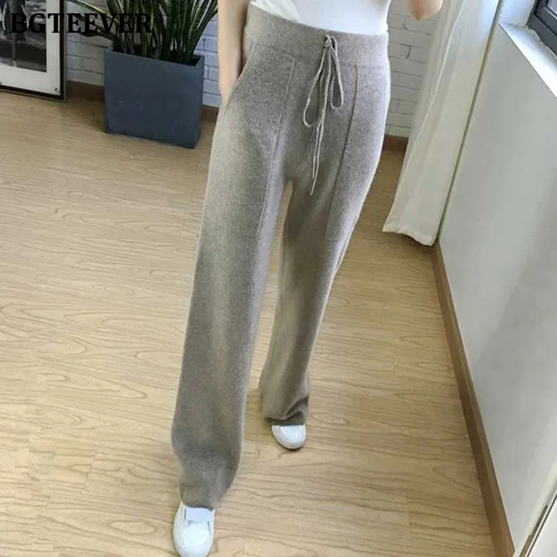 BGTEEVER повседневные на завязках широкие трикотажные штаны для женщин свободные с