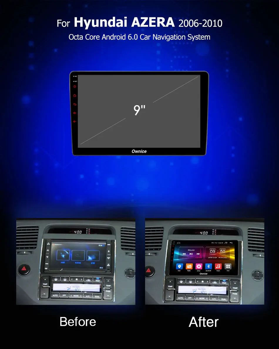 Ownice Octa 8 Core Android 9,0 Автомобильный DVD Радио для hyundai Azera 2006 2007 2008 2009 2010 k3 k5 k6 4 аппарат не привязан к оператору сотовой связи 360 панорама DSP SPDIF