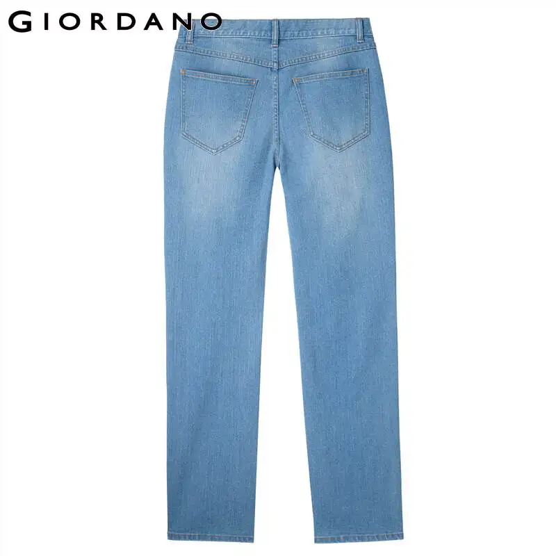 Giordano Men Jeans High-Tech Outcool Fabric Straight Demin Jeans Men Five Pocket Zip Fly Full Length Jeans Masculino 01111077