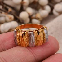 two color 24k gold color rings for women man indian dubai ring bijoux africaine dubai jewelry saudi arabia party gifts
