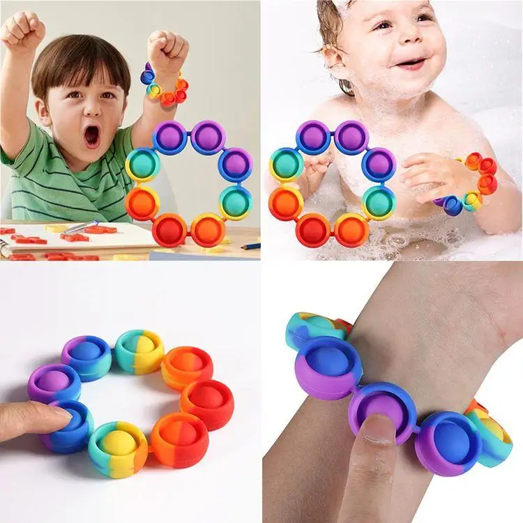 

New Children's Fidget Toy Push Bubble Dimple Bracelet Compression Toy Adult Decompression Relief Sensory Toy Children's Gift