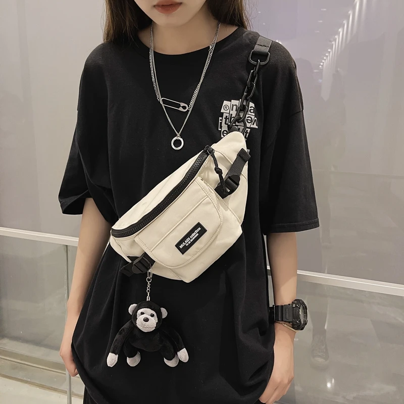 

Canvas Big Casual Waist Bag Unisex Fanny Pack Streetwear Chest Bag Hip Hop Banana Bags High Quality Outdoor Big Belt Waist Packs