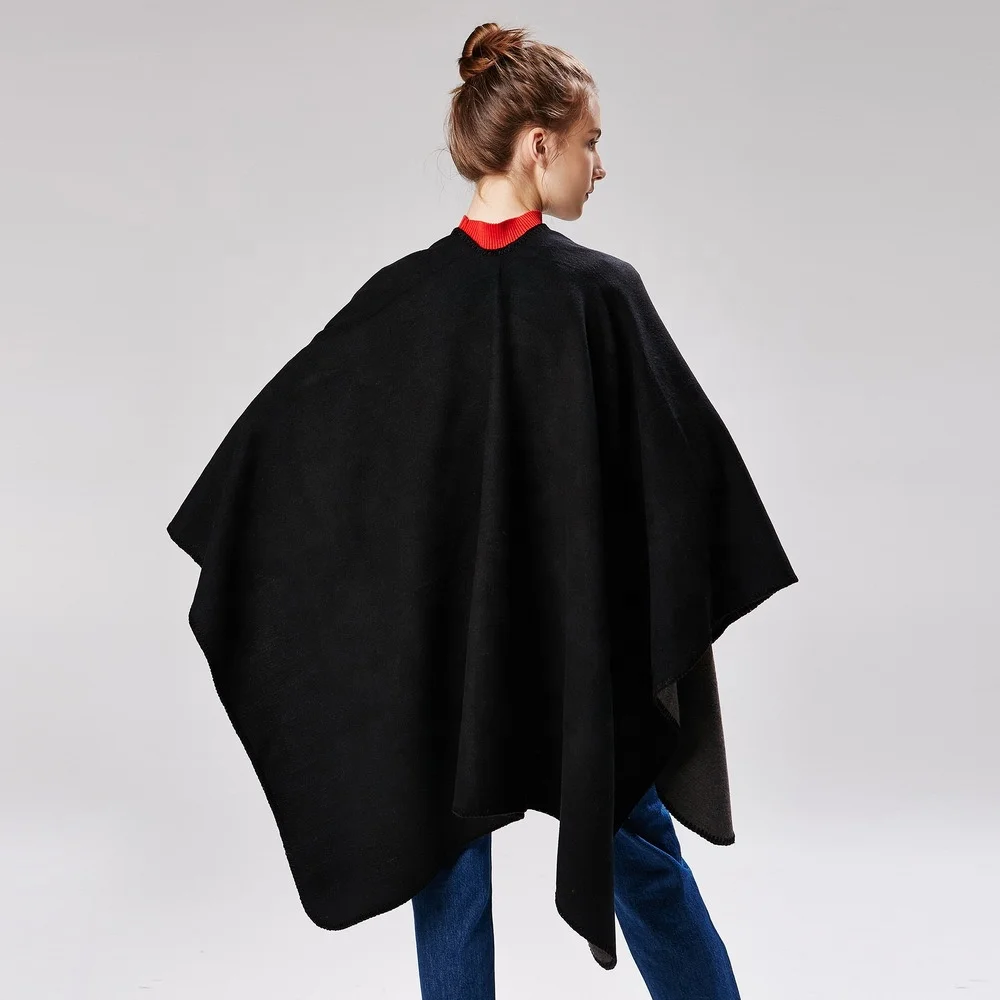 

Winter Warm Cashmere Cape Plain Cloak Coat Pashmina Women Ponchos Shawls