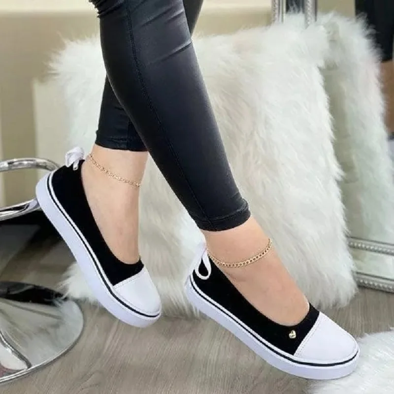 

Women Ballet Flats Casual Shoes Slip-on Moccasins Soft Shoes Flat-bottomed Shallow Mouth Canvas Loafers Footwear Tenis Feminino
