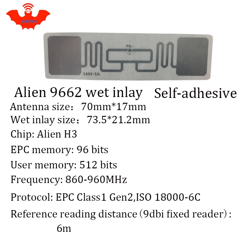 UHF rfid метка наклейка Alien 9662 влажная инкрустация 915mhz868mhz 860 960MHZ Higgs3 EPC 6C 20 шт.