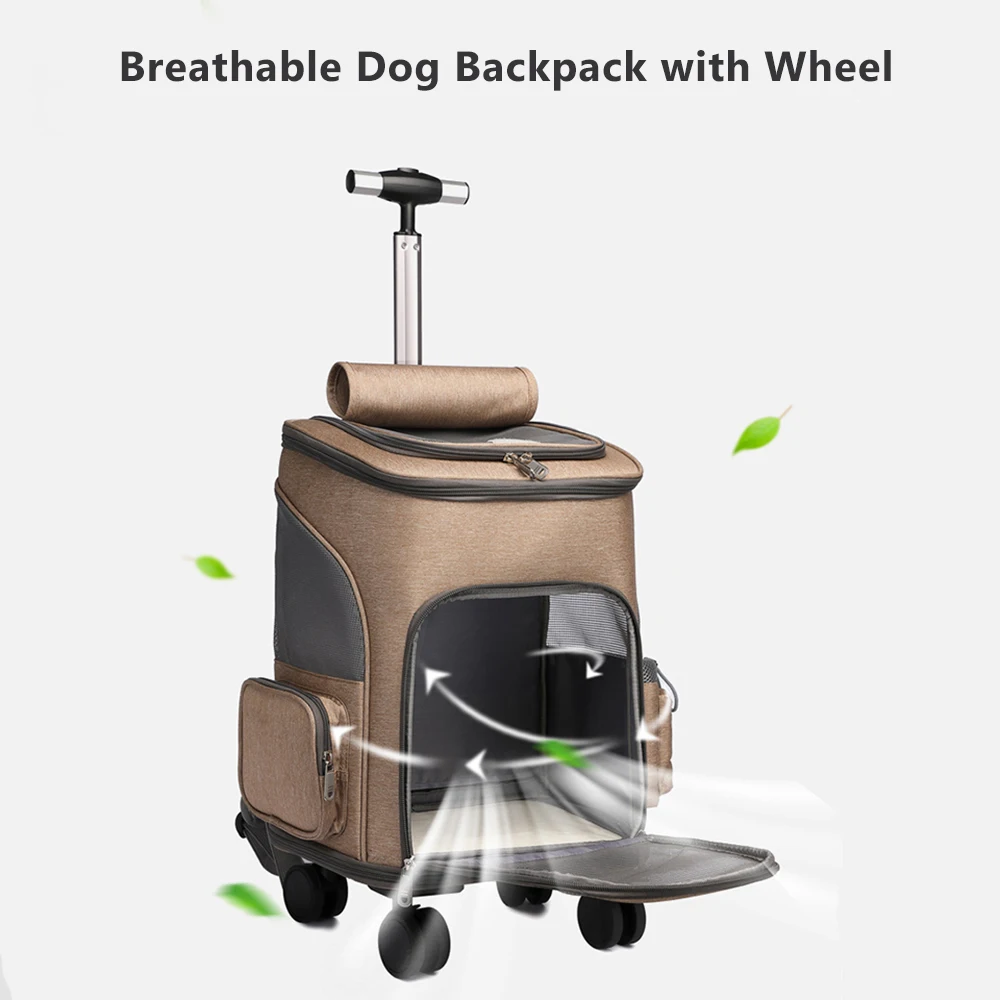 Mochila de viaje con ruedas para perros y gatos, accesorio de transporte...