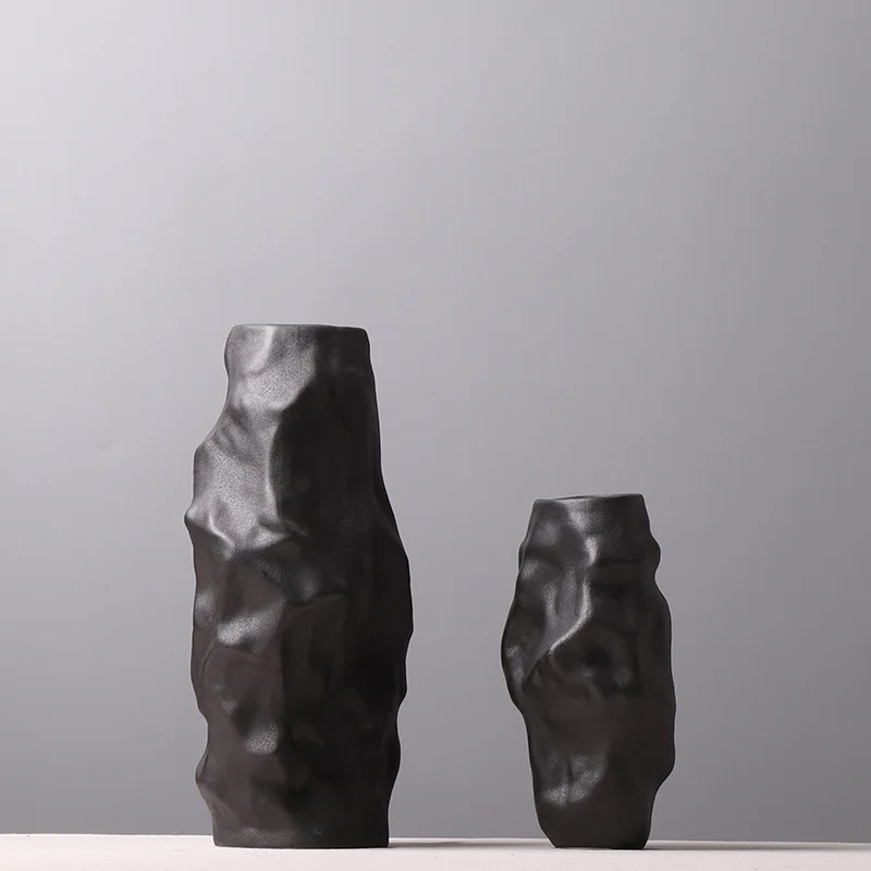 

Imitation Stone Ceramic Vase Flower Arrangement Flowers Pot Decorative Ornaments Irregular Porcelain Vase Vintage Home Decor