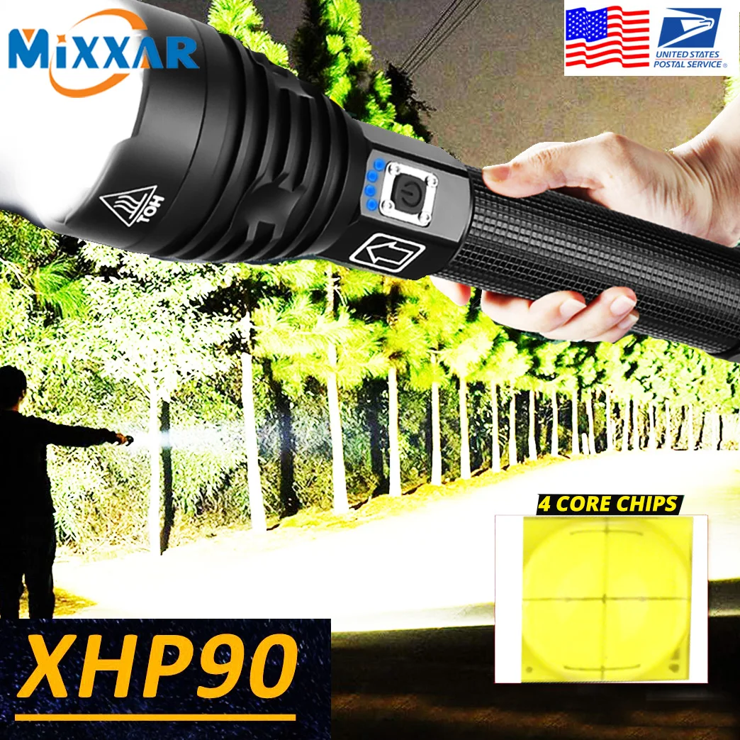 EZK20 Dropshipping XHP90 светодиодный светильник с зумом Перезаряжаемый USB дисплей питания