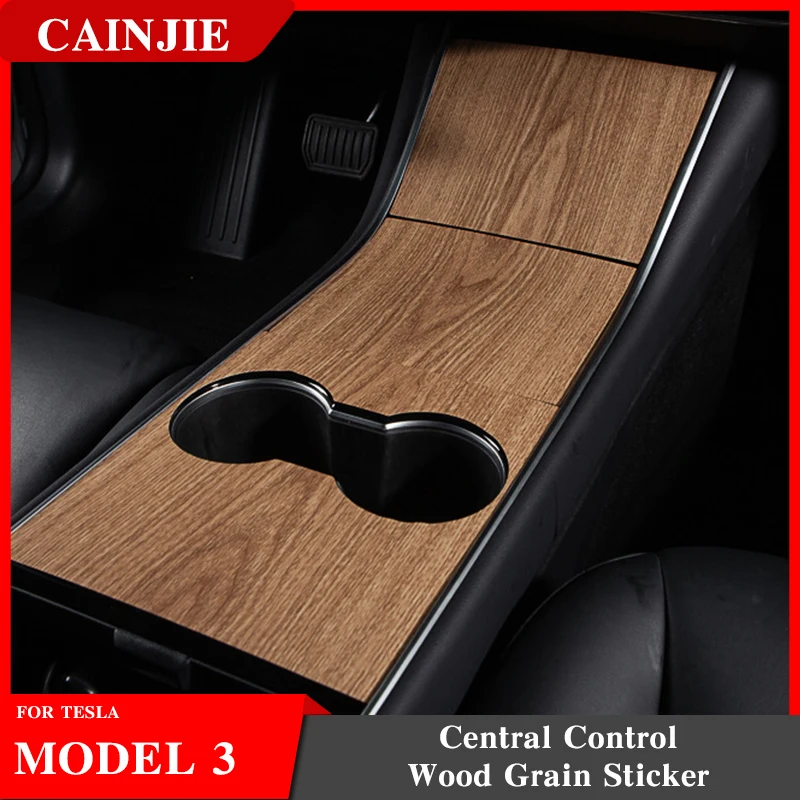 Model3 Car Center Console Wrap Sticker For Tesla Model 3 Y Wood Console Grain Accessories For Tesla Model Three Accessory 2020