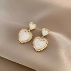 Женские серьги-подвески с сердечками, фианитами