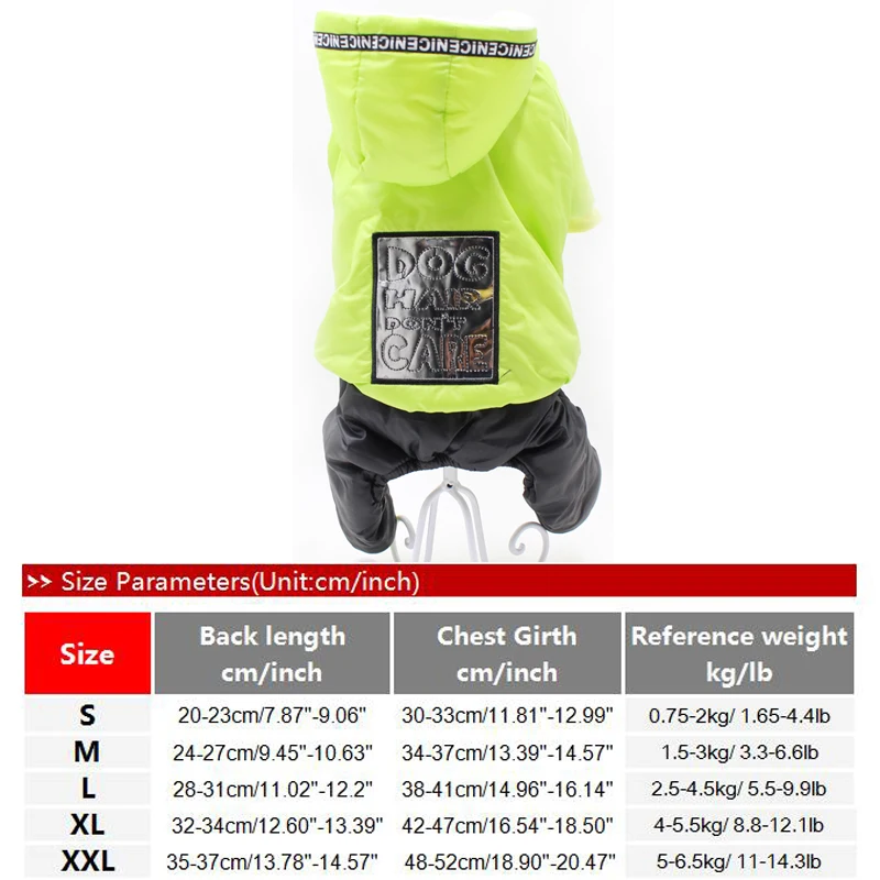 Зеленый Золотой Зеленый S-XXL размеры четыре ноги теплая одежда для собак с блестящими зеркальными наклейками комбинезон для собак зимние толстовки одежда для домашних животных - Цвет: Зеленый