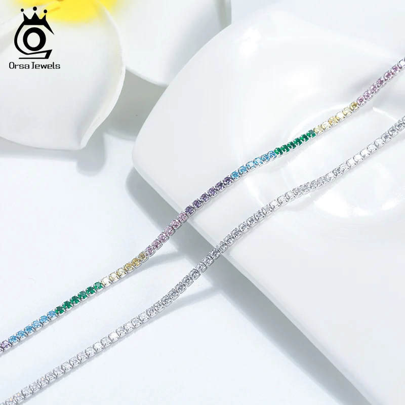 ORSA JEWELS Настоящее 925 Регулируемое наружное кольцо из теннисные браслеты браслет с