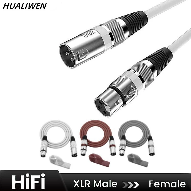 HUALIWEN-Cable XLR macho a hembra M/F de 3 pines OFC, Cable de...