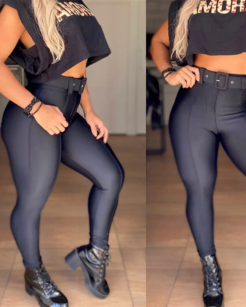 

2021 Fall New Tight PU Leather Pants Women