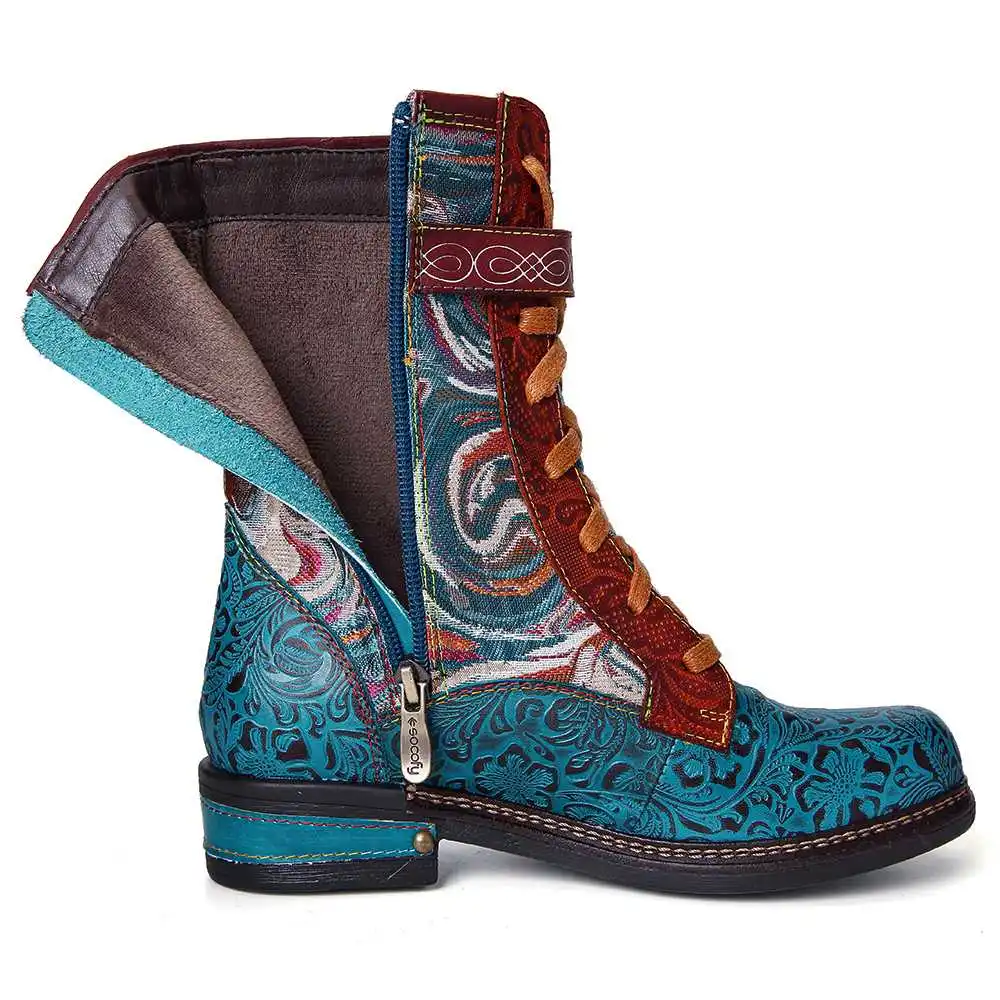 SOCOFY/Botas Mujer; короткие ботинки из тисненой натуральной кожи на плоской подошве со шнуровкой на молнии; женская обувь; женская зимняя обувь