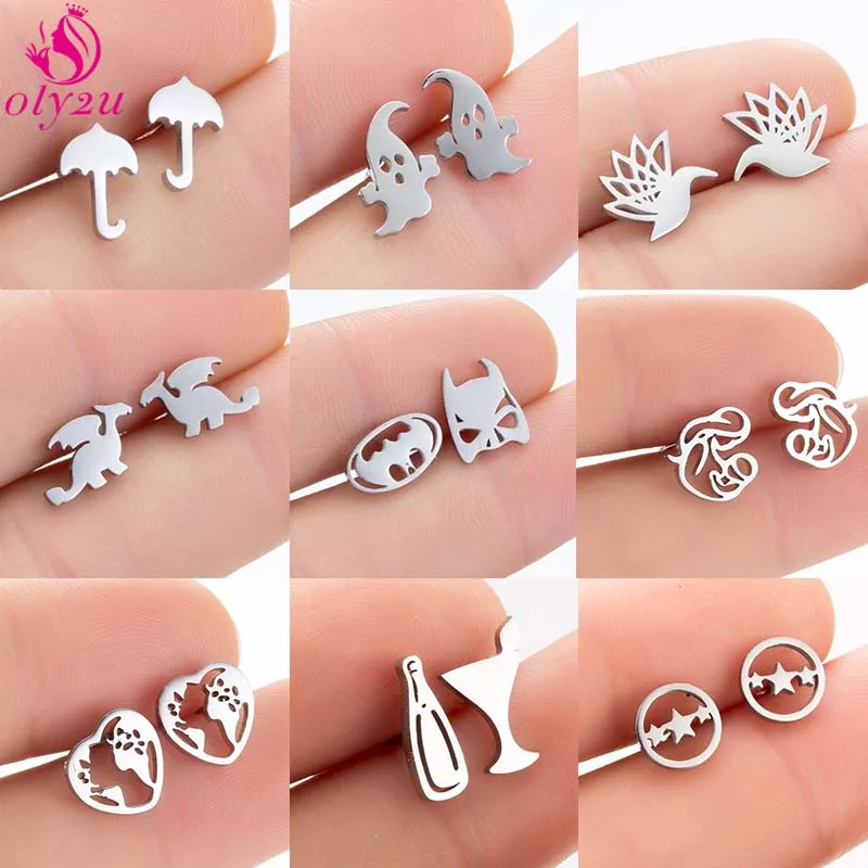 Женские серьги из нержавеющей стали с несколькими геометрическими фигурами