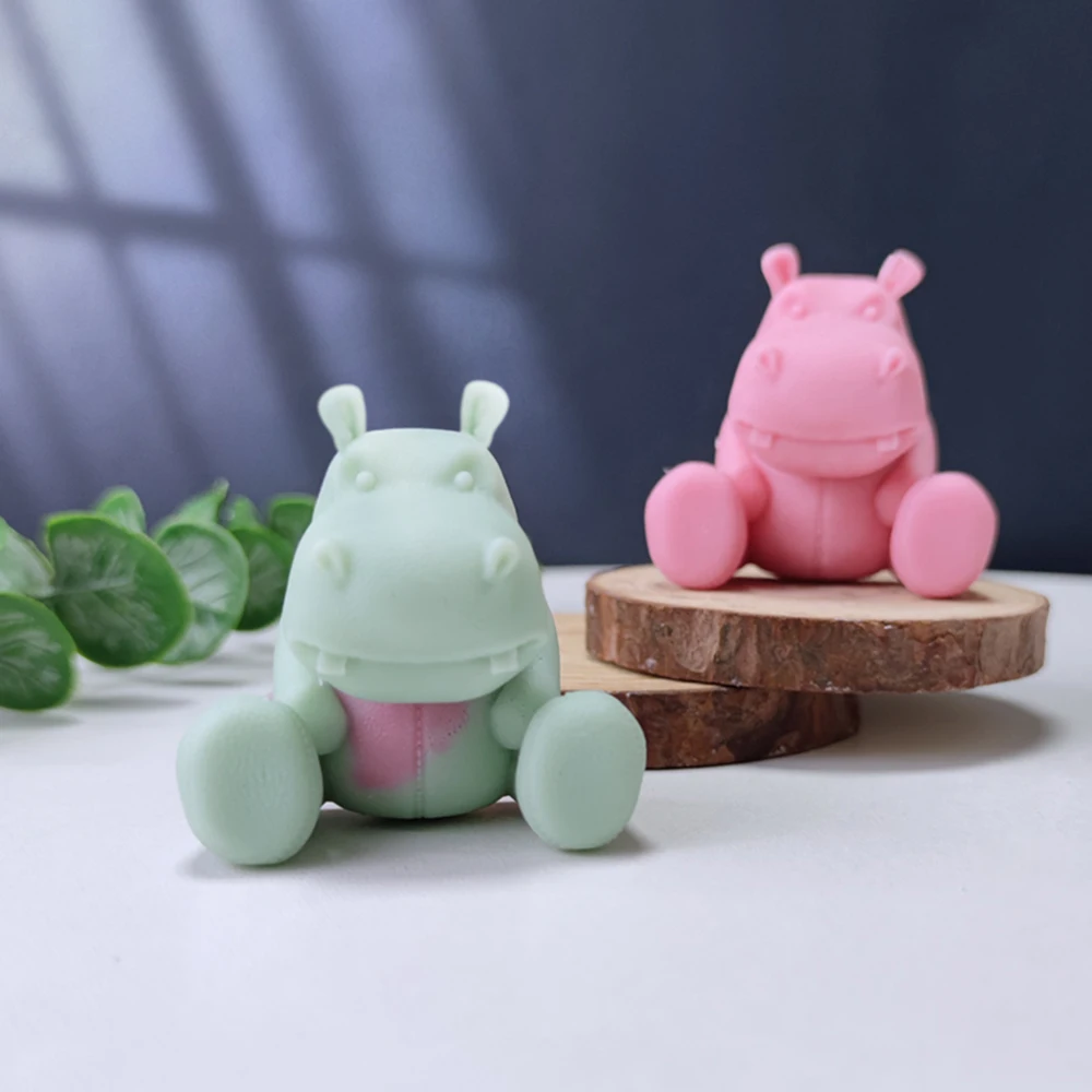 

New Leather Hippo Scented Candle Silicone Mold DIY Hippopotamus Fondant Cake Handmade Soap Plaster Epoxy Resin Aroma Candle Mold