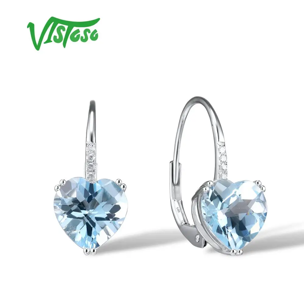 VISTOSO золотые серьги для женщин 14K 585 Белое золото Сверкающее роскошное