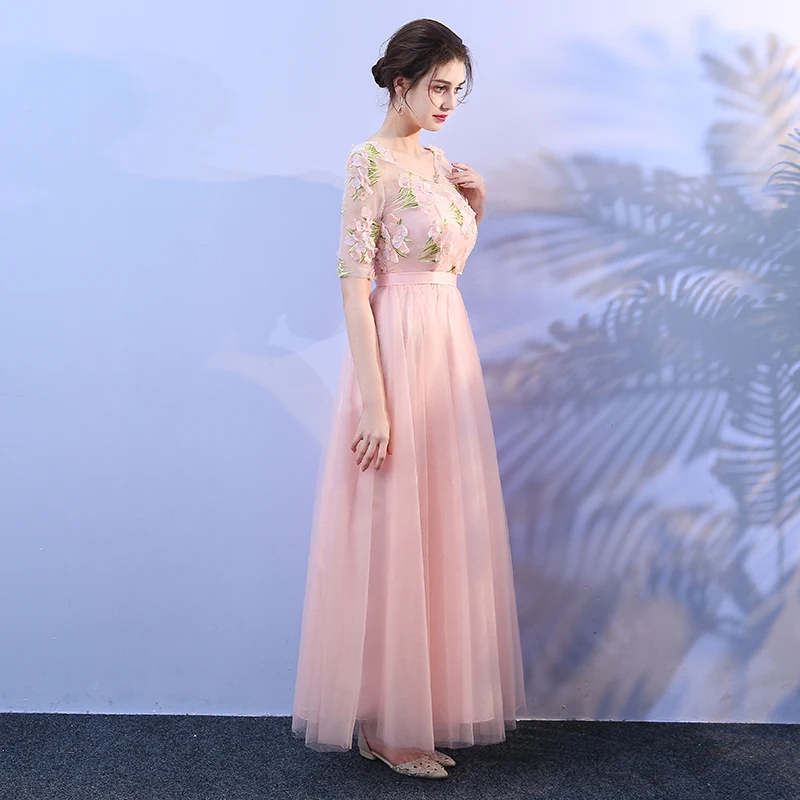 Женское платье подружки невесты розовое большого размера элегантное для свадьбы