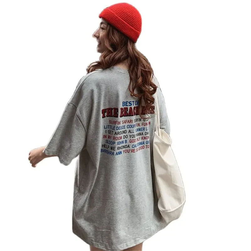 

Casual Loose Fashion Basic Letter Printed All Match Oversize College Wind Street Hot Sale Women Female Short Sleeve Top T-shirts