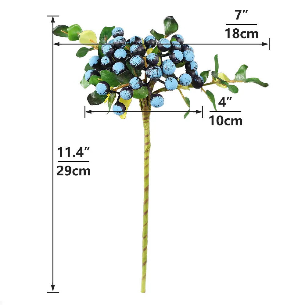 Искусственные ягоды веточки оптом Висячие спреи 2 шт Матовый Синий для поделок