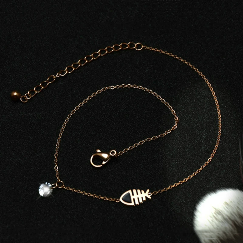 Титановая сталь инкрустированный циркониевый браслет на ногу письмо