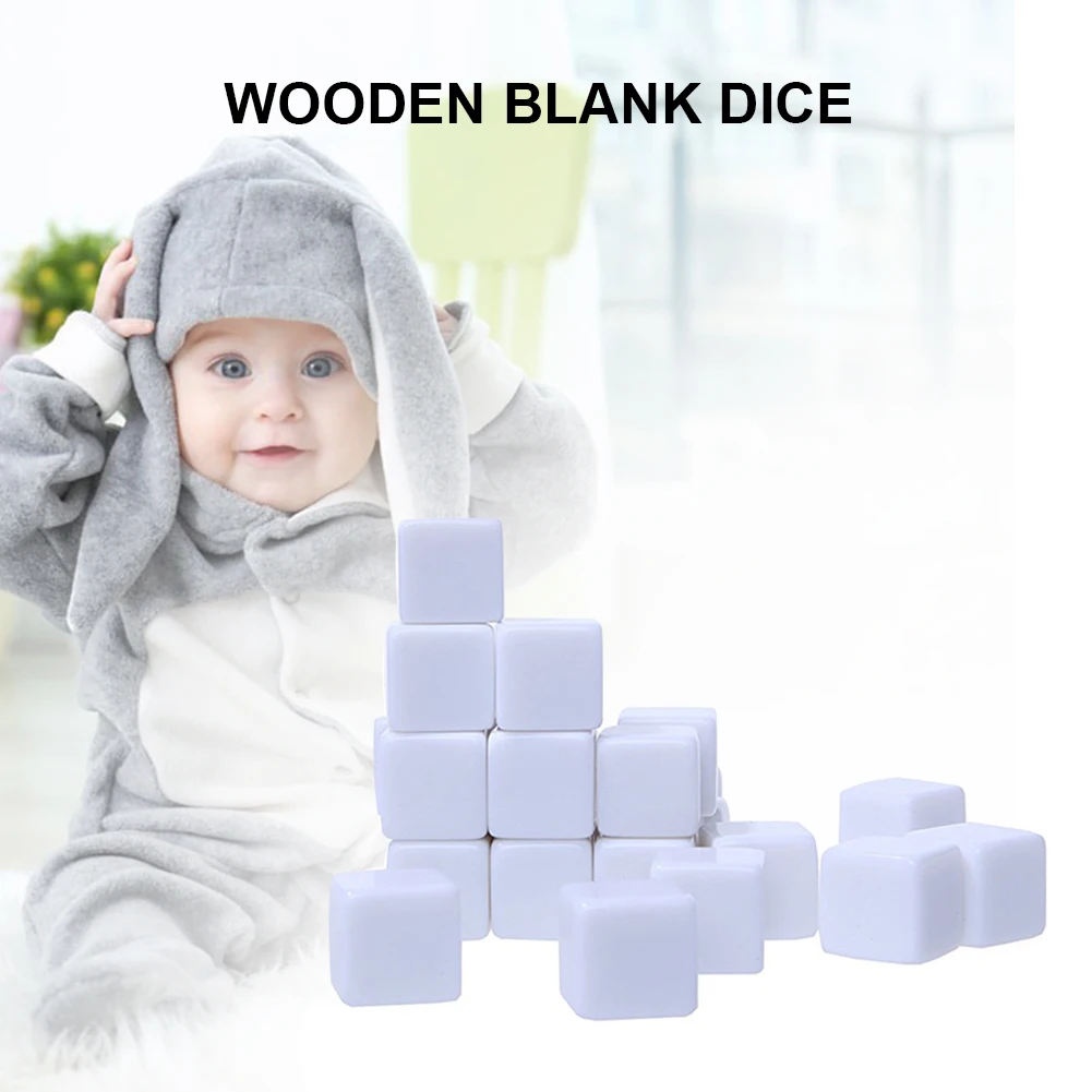 

Горячая Распродажа 20 шт. стандартного размера пустые кости D6 шестисторонние акриловые игровые игральные кости для ролевых игр 16 мм белые дл...