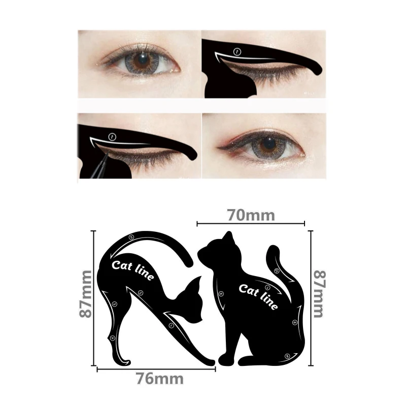 Красота бровей плесень трафареты 2 шт. Женская кошачья линия Pro Макияж глаз