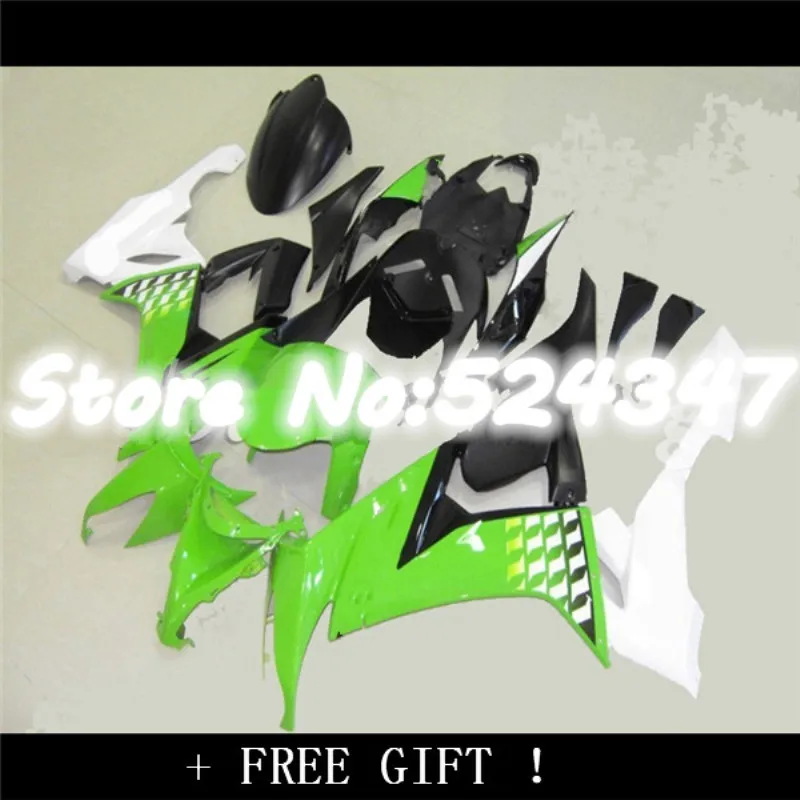 

Full Fairings For Kawasaki ZX10R 2008 2009 2010 ZX-10R ABS Plastic Injection Motorcycle Cowlings Green Black With White Lowers