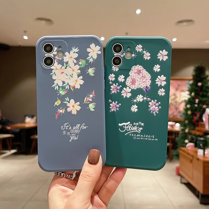 

Korean Style Small Flowers Phone Case For iPhone 11 12 13 Pro Max Xr X Xs Max 6 7 8 Puls SE 2020 Cases Soft Silicone Cover