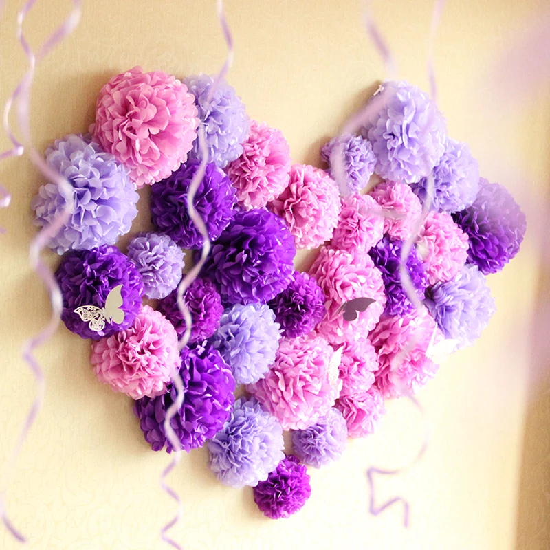 10 шт. 20 см помпон оберточная бумага Pom Poms Цветочные шары для украшения свадьбы