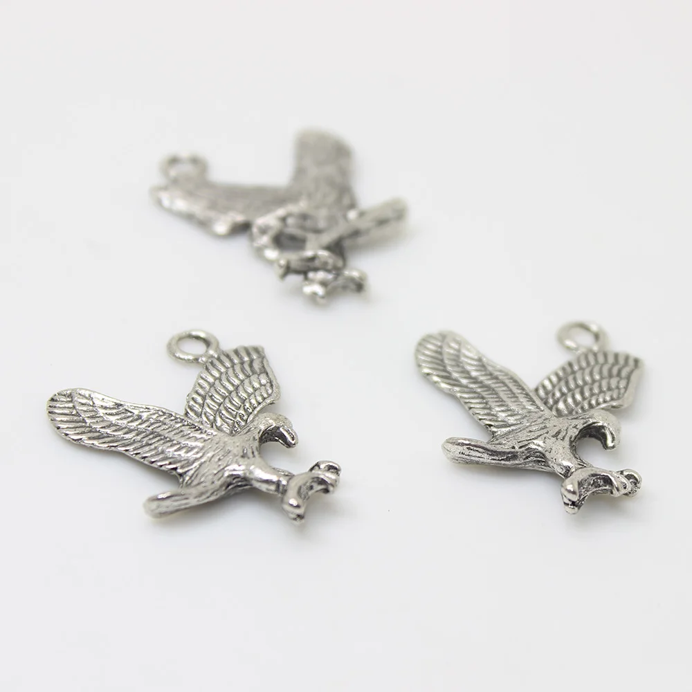 12 шт.-29x28 мм антикварные серебряные подвески Glede в виде животных ястреб Орел для