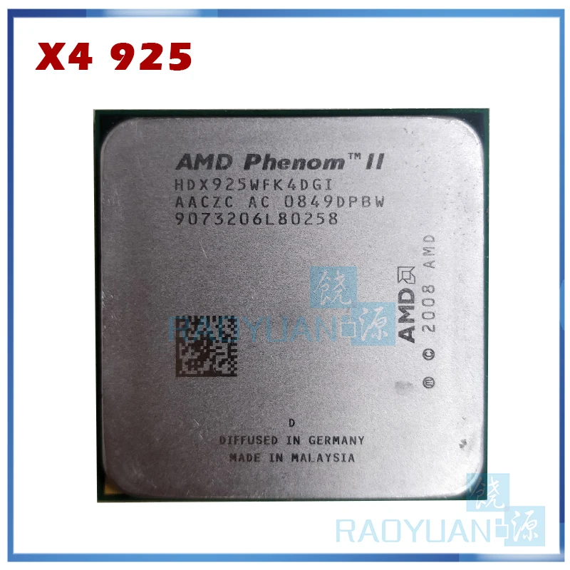 Четырехъядерный процессор AMD Phenom X4 925 2 8 ГГц HDX925WFK42GI HDX925WFK42GM 95 Вт Разъем AM3 938pin|cpu