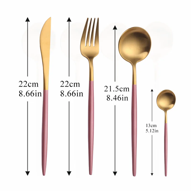 Розовое золото столовые приборы Нержавеющая сталь ложки посуда набор вилки ножи
