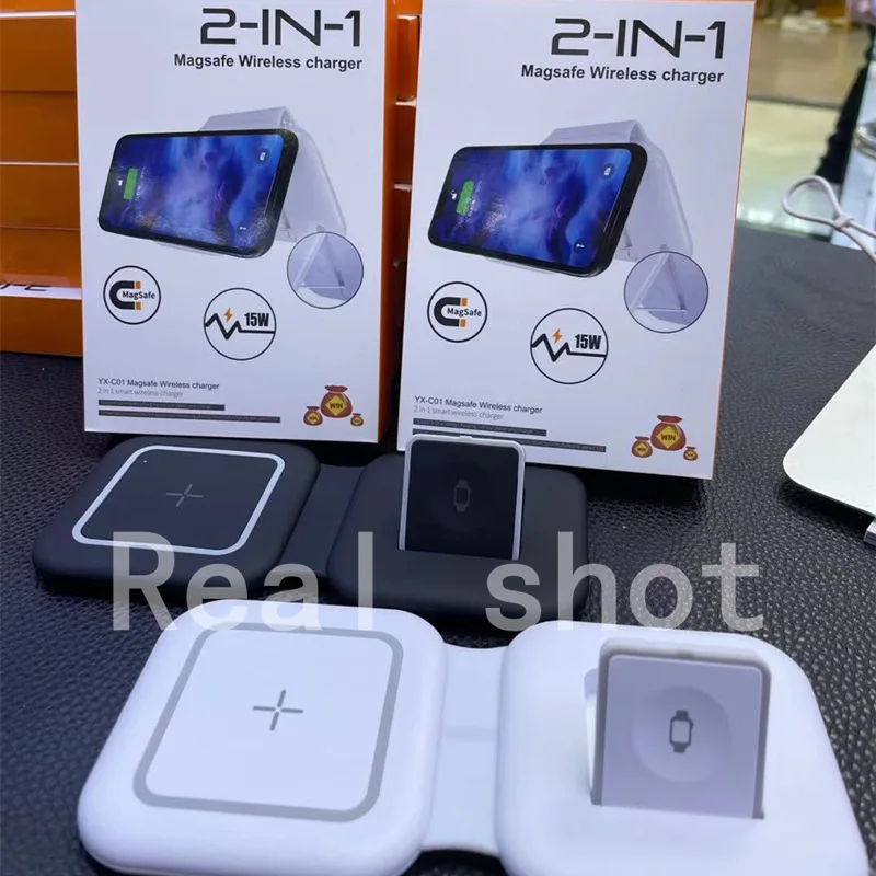 

Wireless Charger Stand 2 in 1 Qi 15W Fast Charging Dock Station For iWatch AirPods Pro iPhone Apple Pencil Compact Chargeur