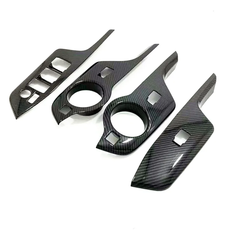 

For Toyota CHR C-HR 2017 2018 interior modification accessories glass lift plate inner armrest sticker ABS carbon fiber 4 pieces