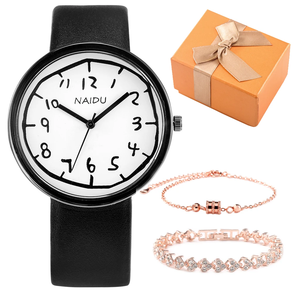 

Простой женский кварцевый браслет и часы, светильник рочный набор, легкий роскошный браслет для отдыха, современный женский подарок