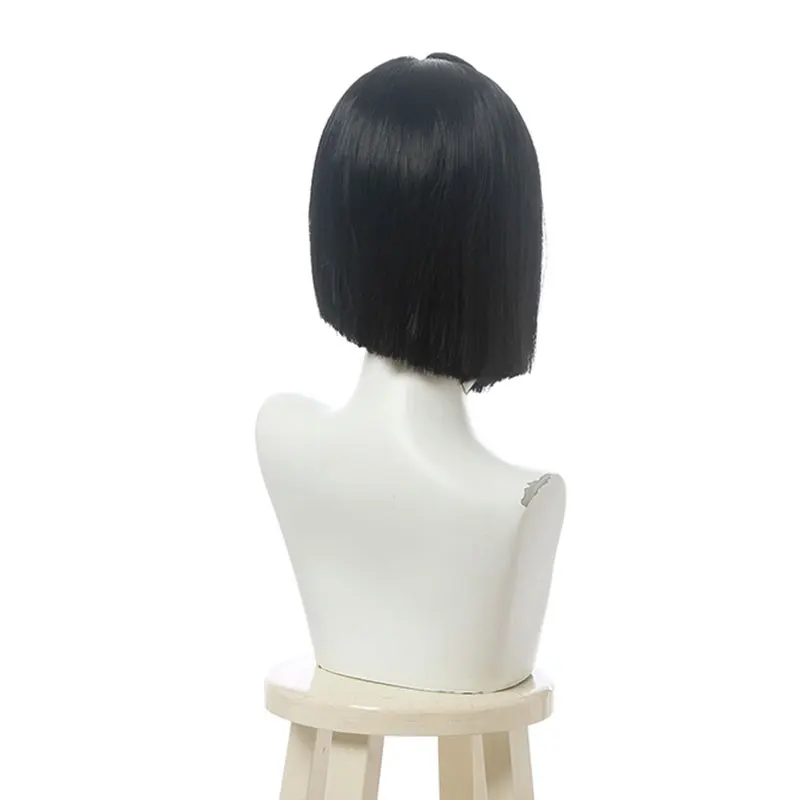 L-email wig Game Valorant Viper Cosplay Wig Short Straight Black Cosplay Wigs Heat Resistant Synthetic Hair Halloween Roleplay