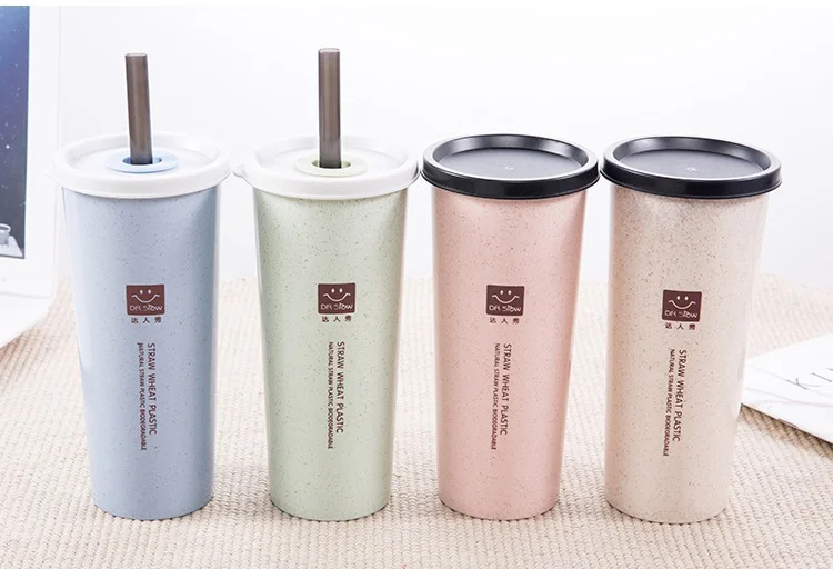1 шт. простая чашка из пшеничной соломы с крышкой чашка Студенческая Портативная Сумка дорожная чашка пластиковая чашка для питьевой воды кофейная бутылка для детей трубка