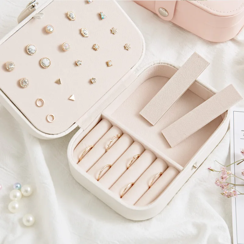 

Hot Sales Fashion Portable Velvet Ring Jewelry Display Organizer Box Tray Holder Earring Jewelry Storage Case Showcase