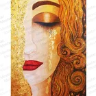Картина по номерам на холсте красивое лицо с золотой слезой, 40x50 см