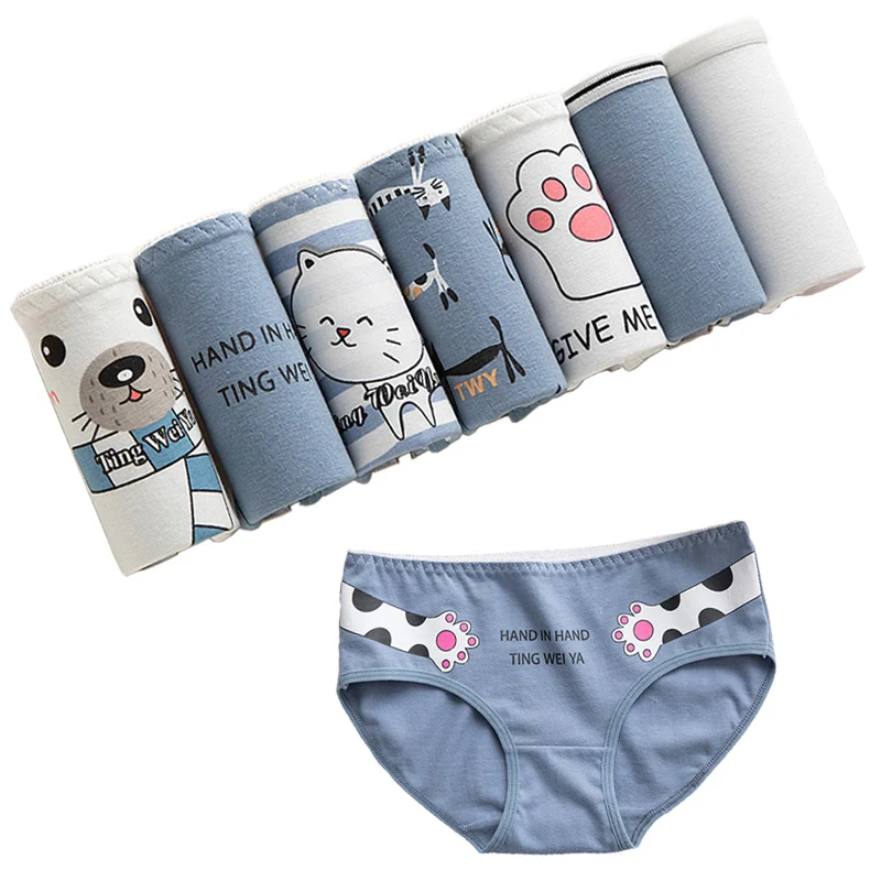 

7Pcs/lot Girls Cute Panty Ladies Panties Women Underwear Briefs Cueca Calcinhas Underpant Sexy Cotton Panties Lingeries S-XXL