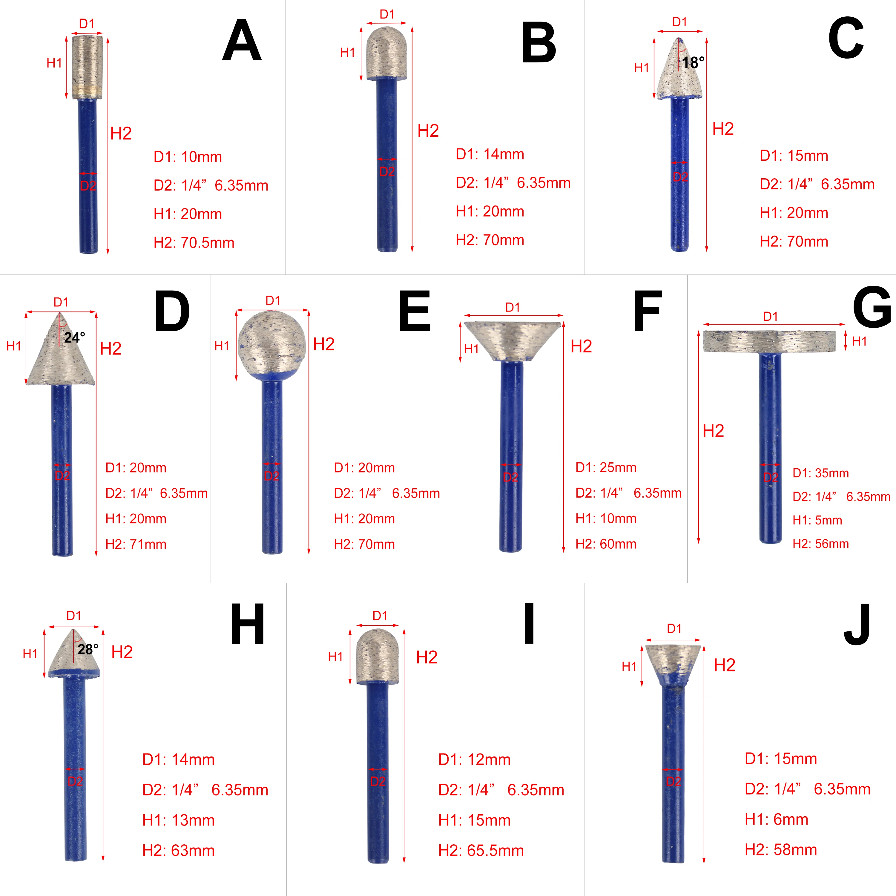 Набор шлифовальных насадок для гранита мрамора бетона 6 мм 5 шт./лот | Инструменты