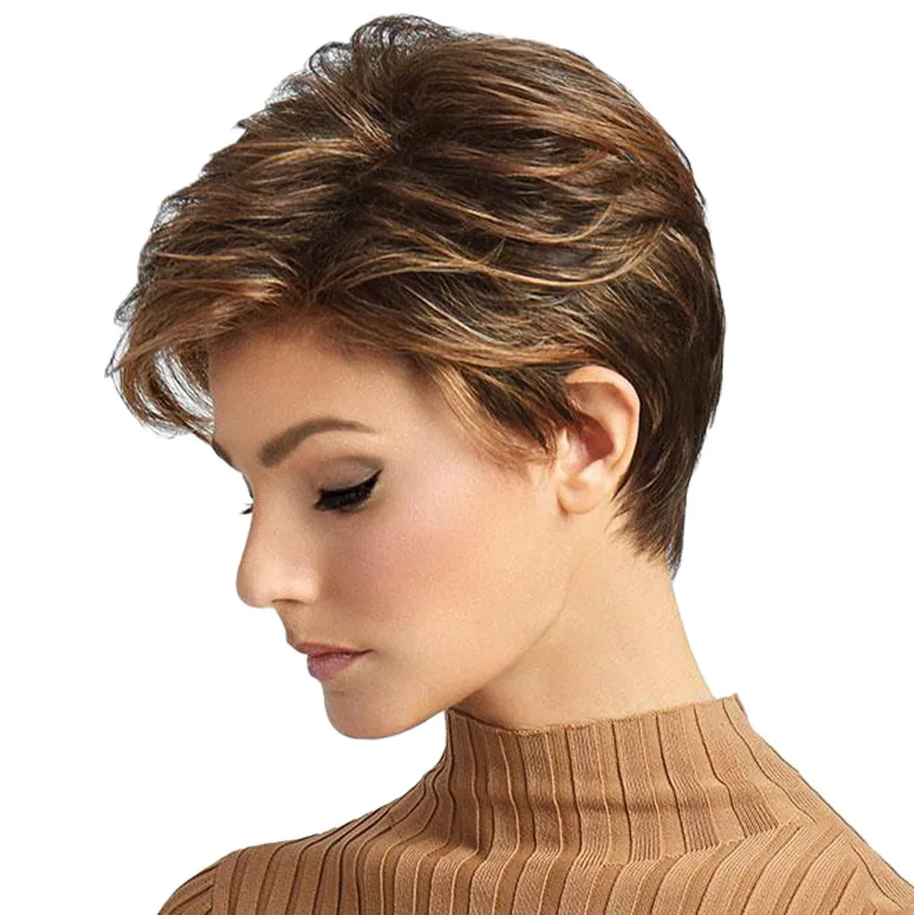 

Gradient Synthetic Fiber Wigs Gradient Synthetic Fiber Short Curly Hair Full Wigs for Women Heat Resistan 28cm Length Shor Hair