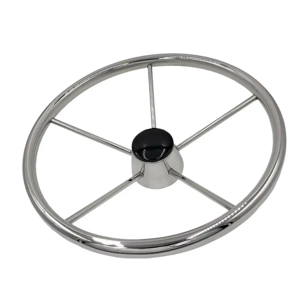 1Pcs Boat 304 Stainless Steel Steering Wheel 5 Spoke 25 Degree 13-1/2'' For Marine Yacht