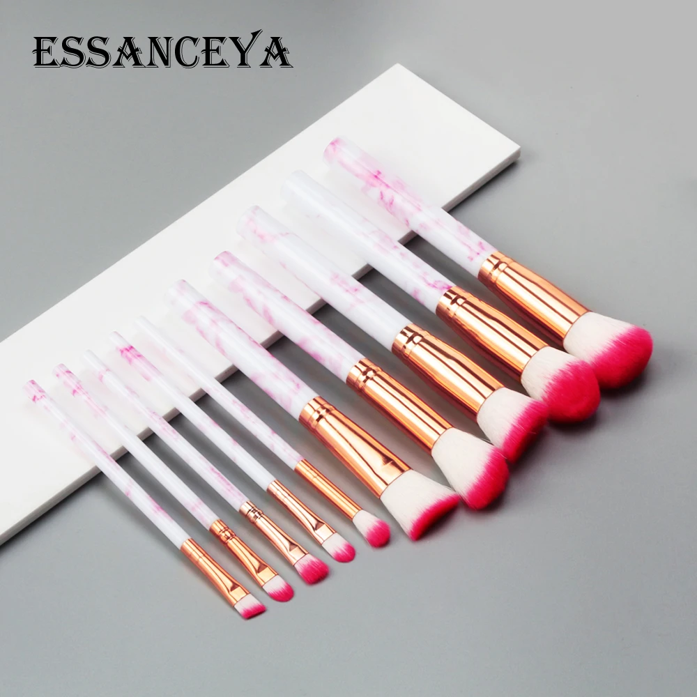 ESSANCEYA 10 шт./партия кисти для макияжа Профессиональная мраморная ручка пудра Тональная основа тени для век губ набор кистей для макияжа инструменты для красоты