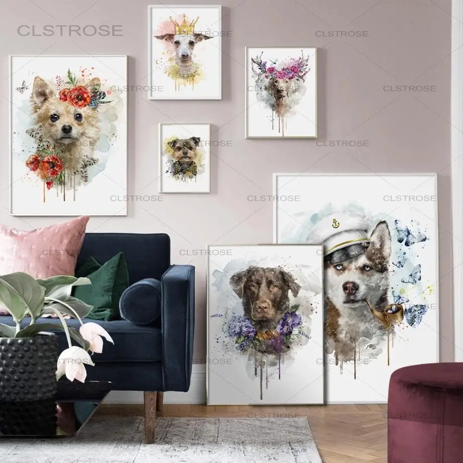 

Multicolor Dog Animal Canvas Painting Nordic Art Prints Wall Art Posters and Prints Wall Art Pictures for Living Room Home Decor