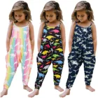 От 1 до 6 лет детский летний комбинезон на бретелях для девочек, без рукавов, с мультяшным принтом, длинные штаны, комбинезон, детская одежда для девочек