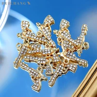 10pcs 1913mm rhinestone pistol gun charms gold silver color alloy revolver charm for diy earrings jewelry making accessories