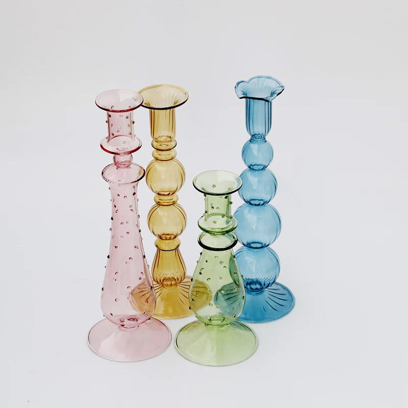 

Artist Tall Glass Candle Holders Room Home Decoration Colored Candlestick Wedding Table Centerpieces Fashion Designers Crystal